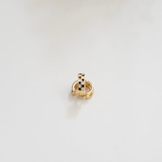 Checkered Huggie Gold Filled